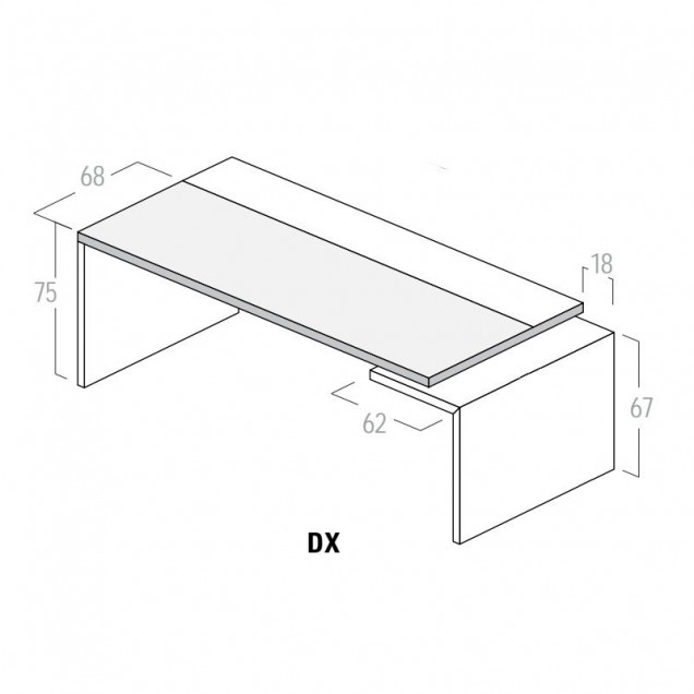 Scrivania con Spalla a DX Ribassata Attrezzabile UD124VM