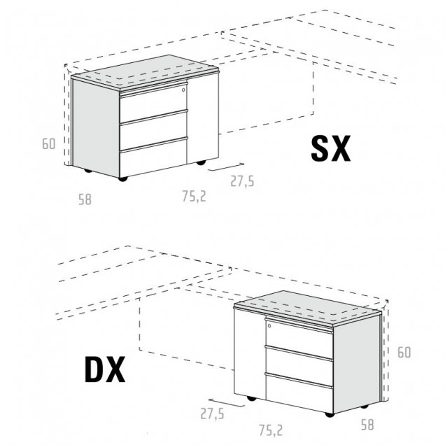 Servizio con Cassettiera e Porta Tower UD124VM