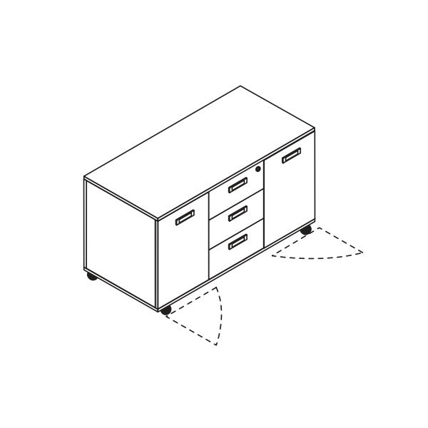 UD105NF Mobile di Servizio 2 Ante + Cassettiera