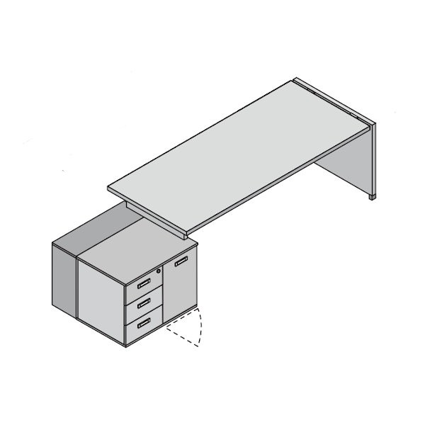 UD105NF Scrivania direzionale con Base Legno e mobile di Servizio a SX