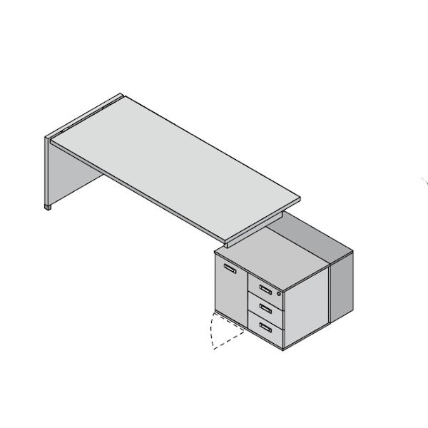 UD105NF Scrivania direzionale con Base Legno e mobile di Servizio a DX