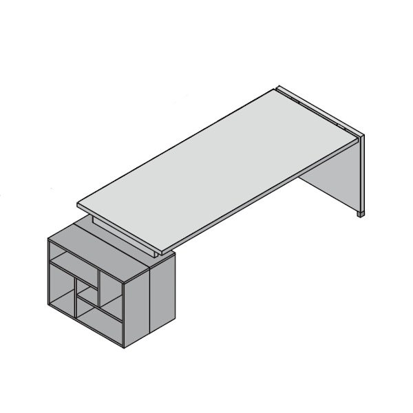 UD105NF Scrivania Direzionale con Base Legno e Libreria Evo