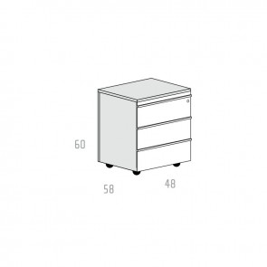 Cassettiera su Ruote a 3 Cassetti UD124VM