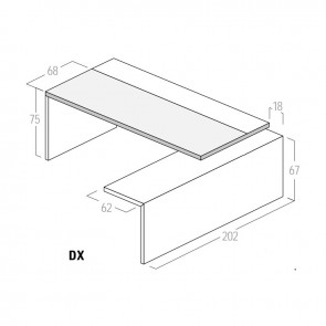 Scrivania con Allungo a DX Ribassato Attrezzabile UD124VM