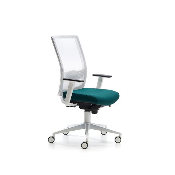 Poltrona Operativa Ergonomica con Plastiche Bianche e Schienale in Rete SOP207VA